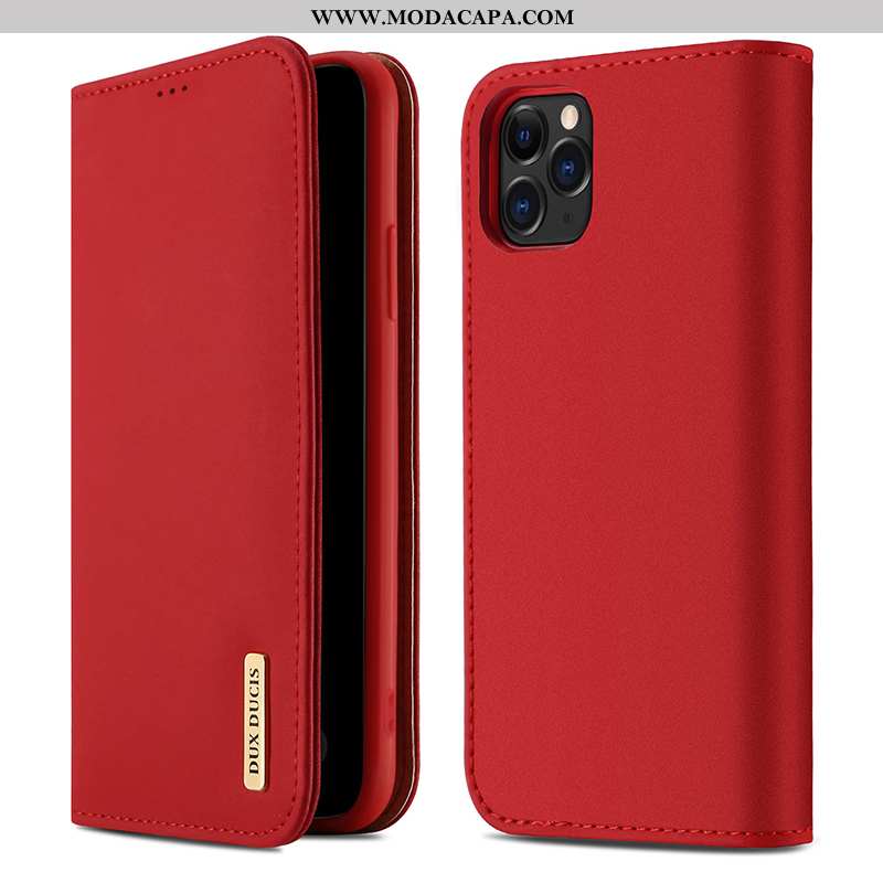 Capa iPhone 12 Pro Max Couro Cases Vermelho Couro Antiqueda Telemóvel De Grau Online